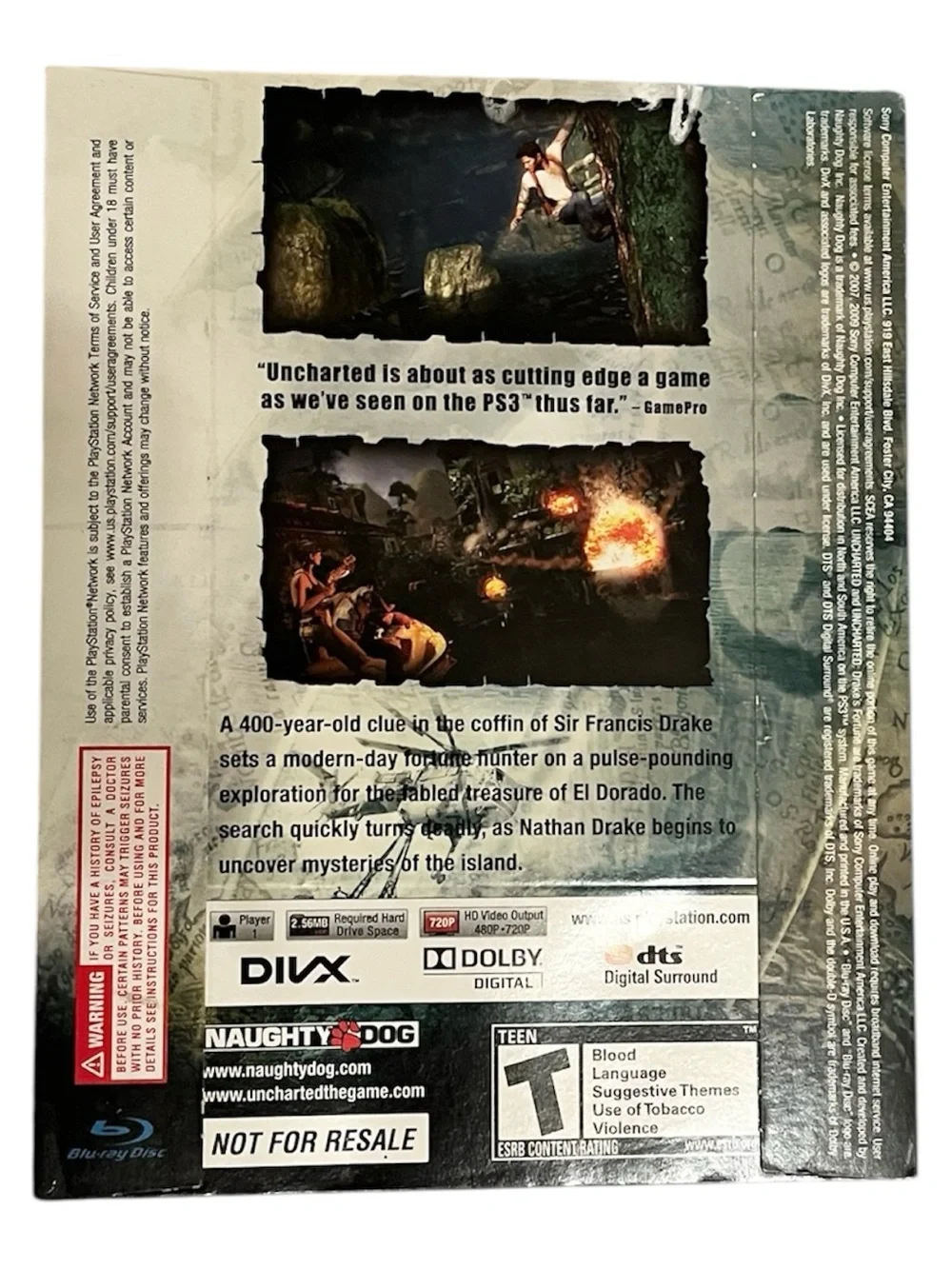 Uncharted And Uncharted 2 (Sony PS3 PlayStation 3 Game) Promo Sleeves